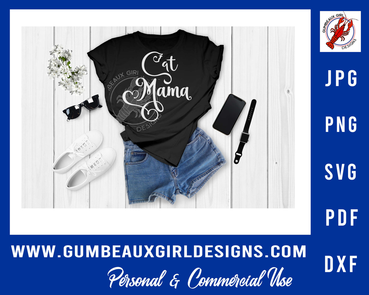 Cat Mama, Paw print, svg cut file, cat shirt print, Cricut, Silhouette, pdf, png, dxf, jpg Cat Lover