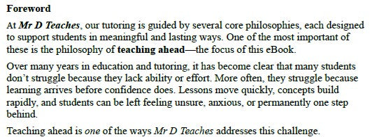 One Step Ahead - Teaching Ahead
